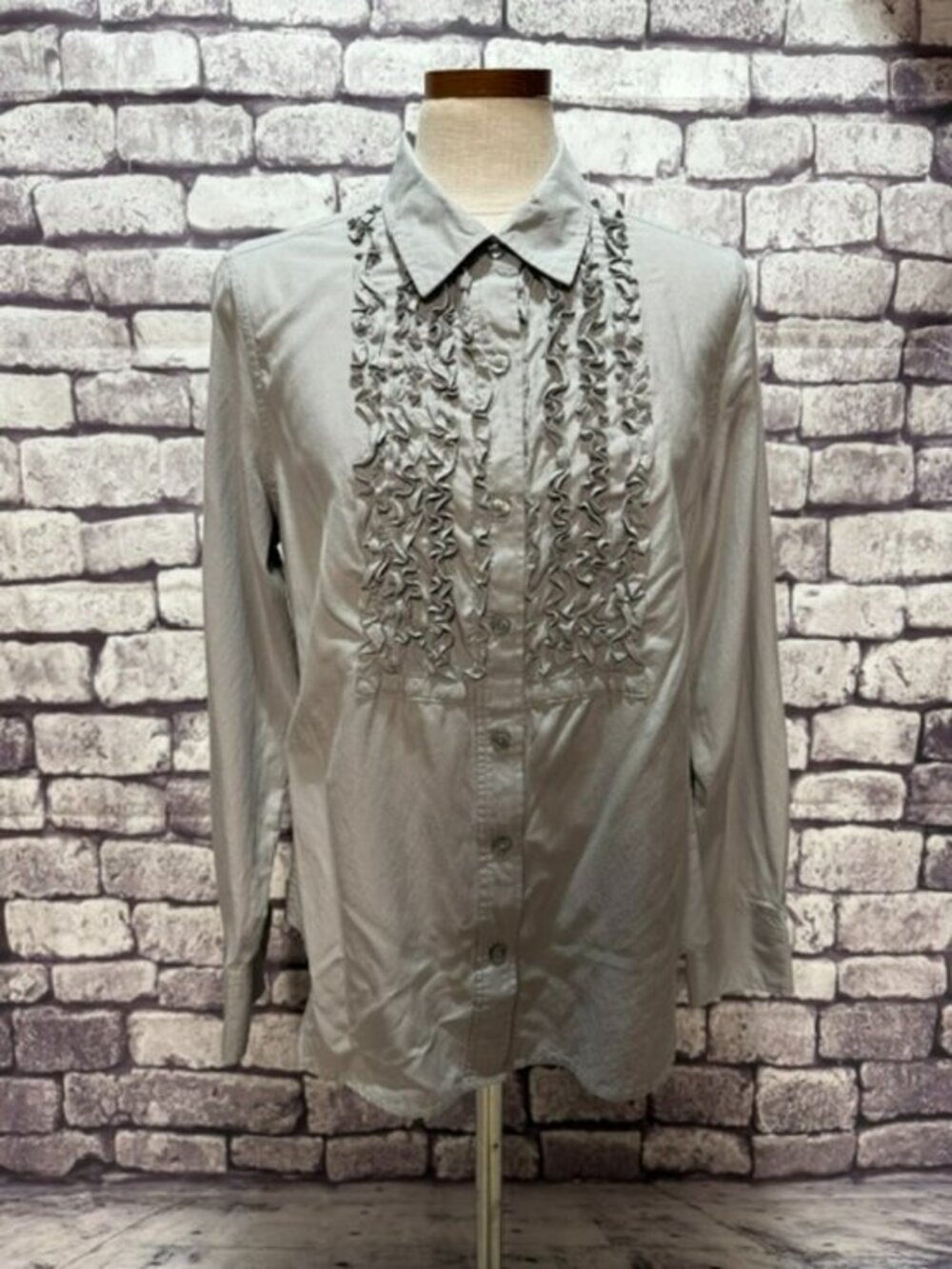 Isaac Mizrahi Gray Button Down Blouse Size XL